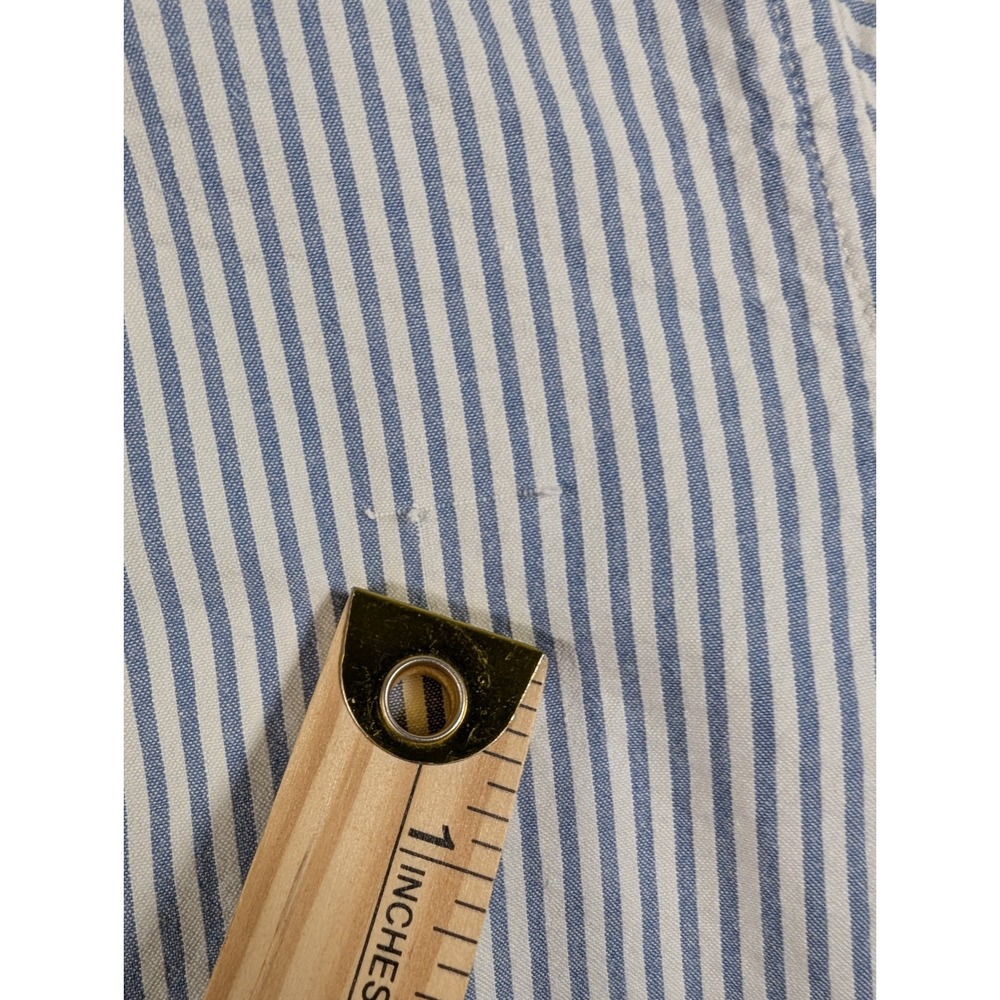 J.Crew Mens Seersucker Short Sleeve Button Down Shirt Blue White Stripe LT BG439 - Picture 11 of 11